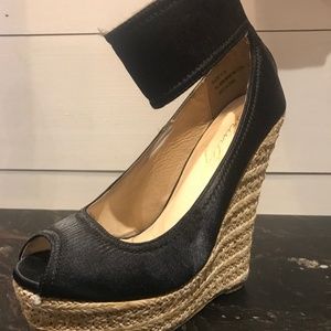 Black ankle strap wedges
